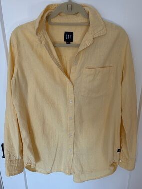 GAP Butter Yellow Linen-blend Button-Down Shirt
